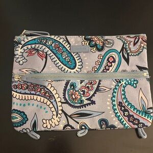 Vera Bradley Blue and Cream Paisley Wristlet